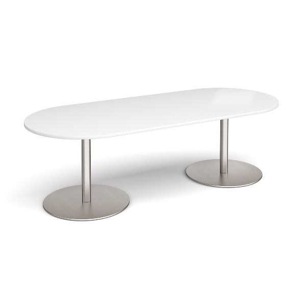 Eternal Radial End Boardroom Table with Brushed Steel Legs 8 People - White