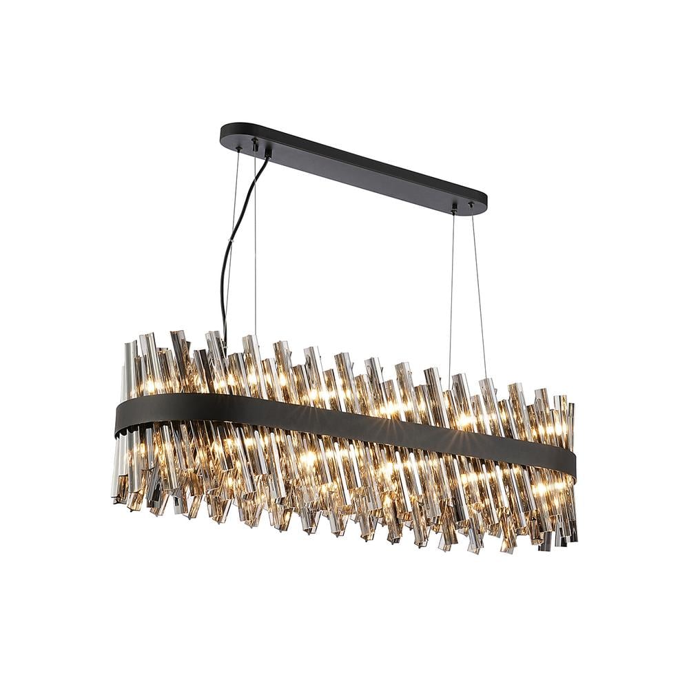 Luxuria Sylph 1m 24 Light G9 Pendant Oblong Satin Black / Smoke