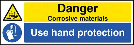Danger corrosive materials use hand protection
