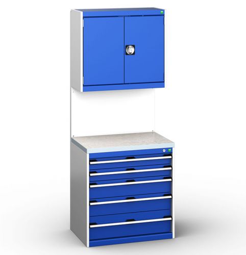 Bott Cubio 800mm Wide Free-Standing Drawer Assembly with Overhead Cabinet