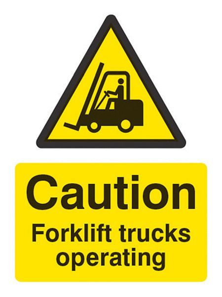 Caution forklift trucks operating