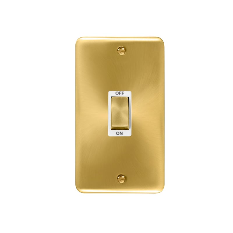 Click Deco Plus Vertical Cooker Switch Satin Brass White Inserts