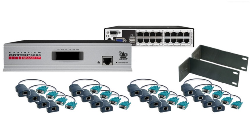 AVX5016IP-SCON-K16 AdderView 4 IP User 1 Local 16 port UTP KVM & Serial Console Switch Unit supplied with 16 x Serial Console adaptors pack, Rack Kit & PSU, UK Adder AVX5000IP range ( Adder Cat5016IP-IEC )