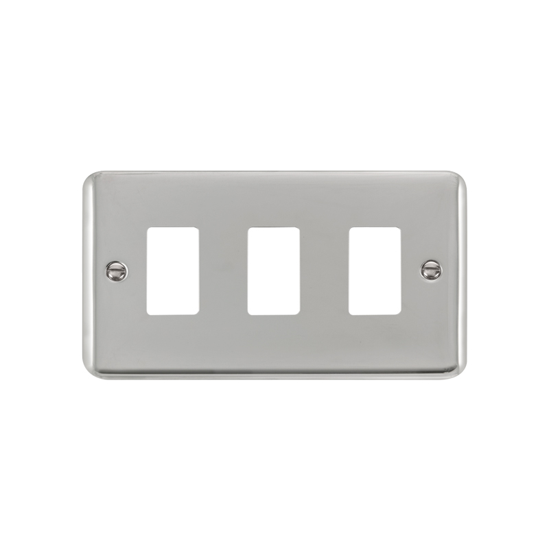 Click GridPro Deco Plus 3 Gang Frontplate Polished Chrome