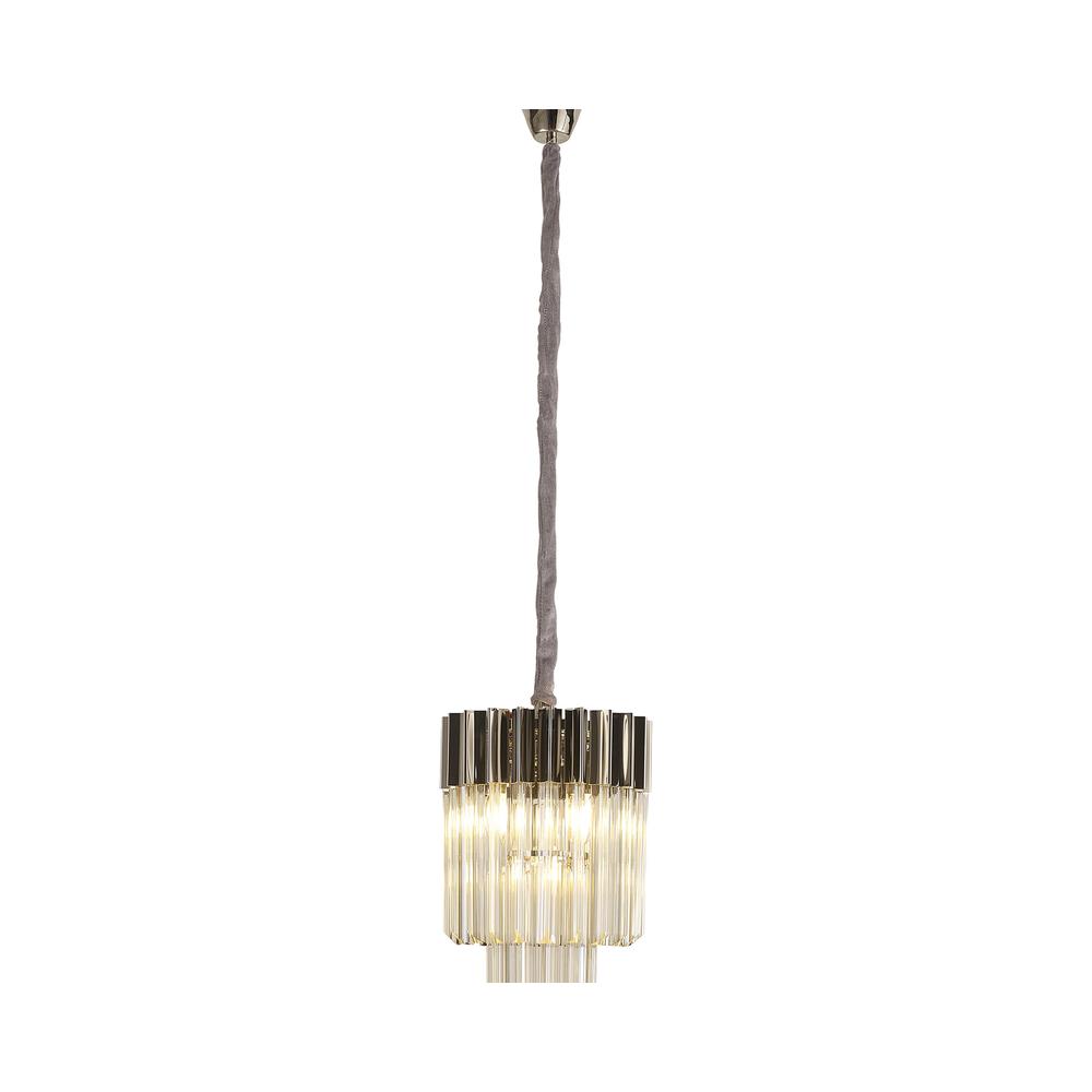 Luxuria Osiris 30cm Pendant Round 4 Light E14 Polished Nickel / Cognac Sculpted Glass