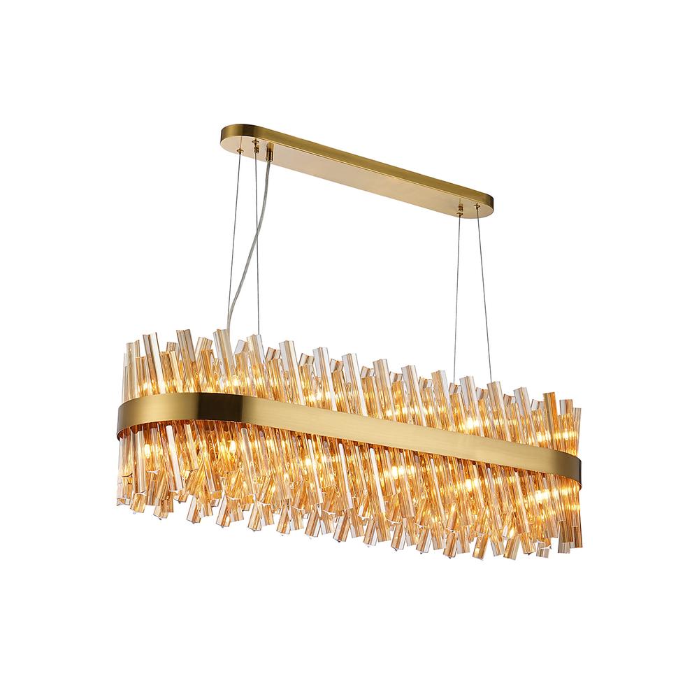 Luxuria Sylph 1m 24 Light G9 Pendant Oblong Brass / Amber