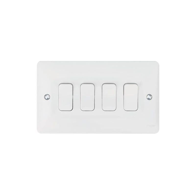 Hager Sollysta 10AX 4 Gang 2 Way Wall Switch White