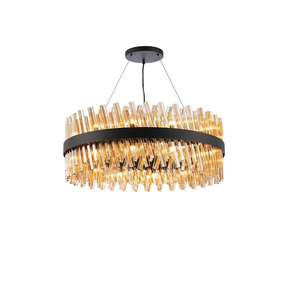 Luxuria Sylph 80cm 24 Light G9 Pendant Round Satin Black / Amber