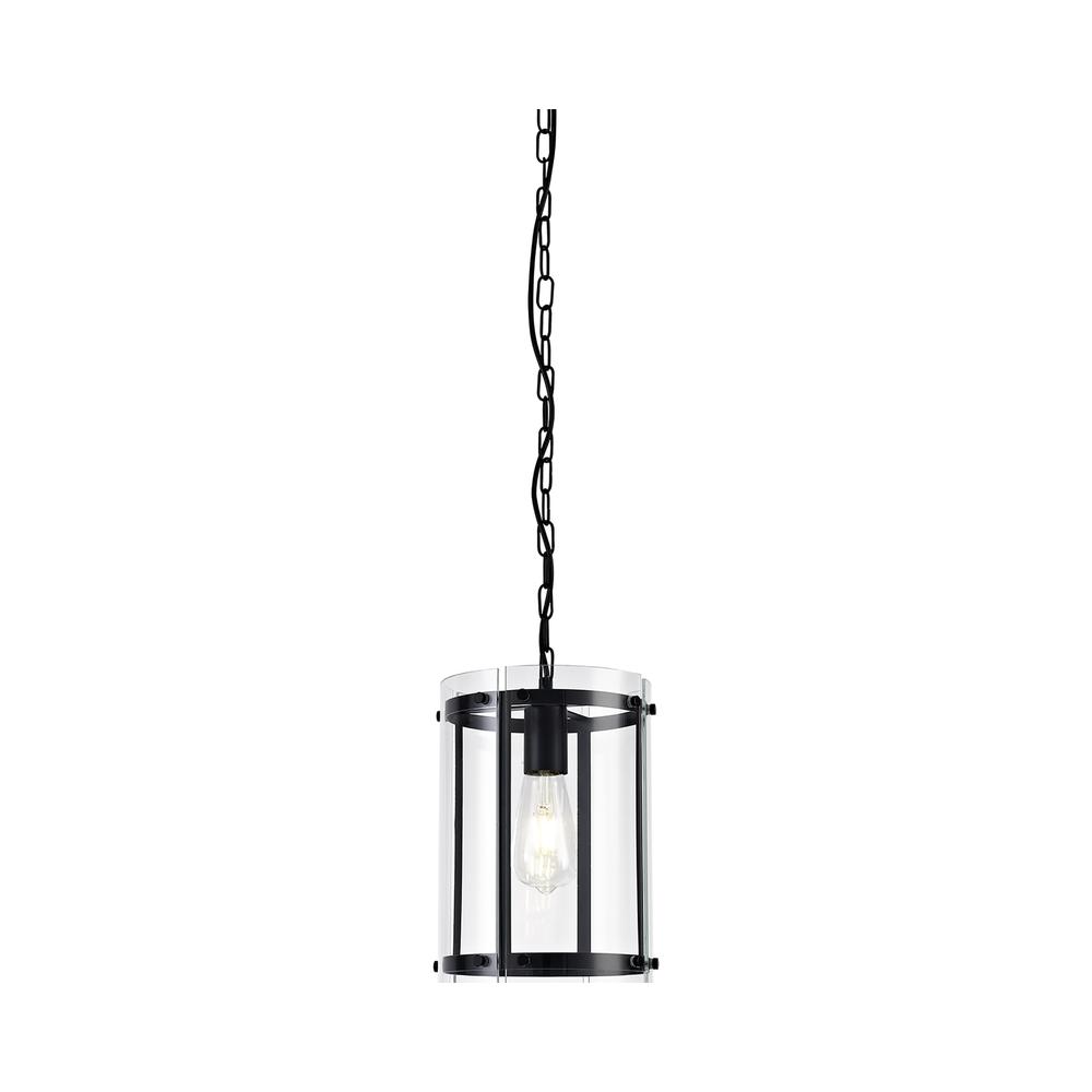 Luxuria Etoile 20.5cm Pendant Light E27 Matt Black / Plain Clear (A) Glass