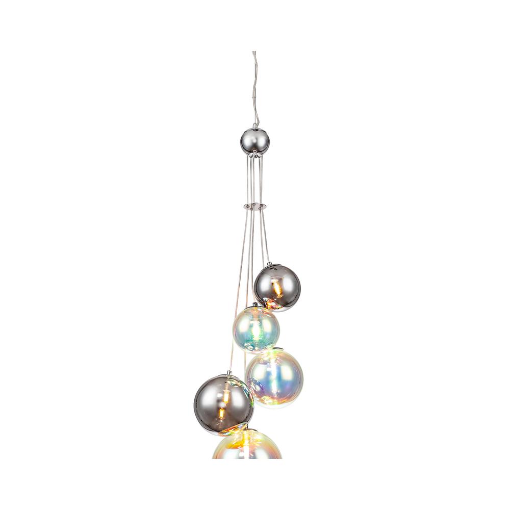 Luxuria Mateo 27cm Pendant 5xG9 Polished Chrome/Iridescent/Chrome Glass