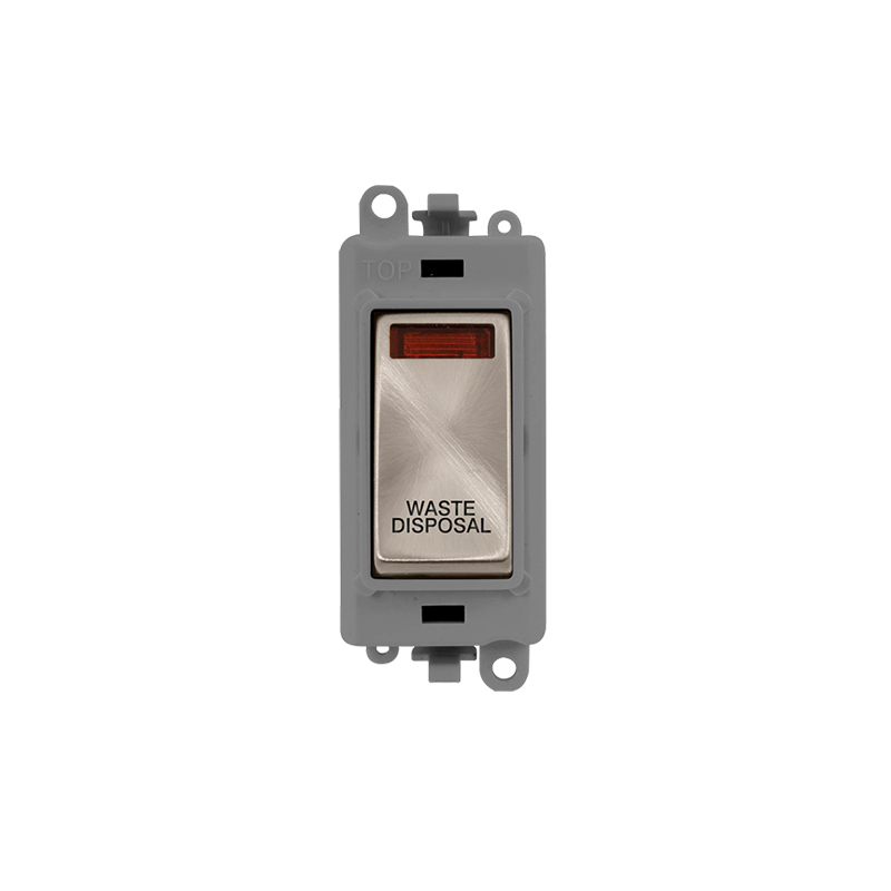 Click GridPro 20AX Brushed Stainless DP Switch Module with Neon Waste Disposal Insert Grey