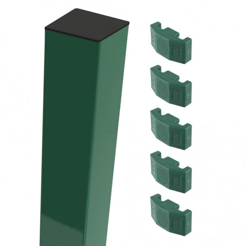 Green Mid/End Post For 1.8m High FenceWith Fixings (2.5m Overall Length)