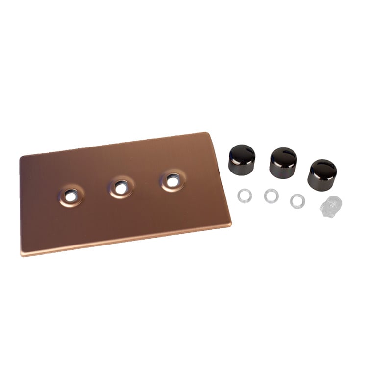Varilight Urban 3G Twin Plate Matrix Faceplate Kit Brushed Copper for Rotary Dimmer Varilight Screw Less Plate