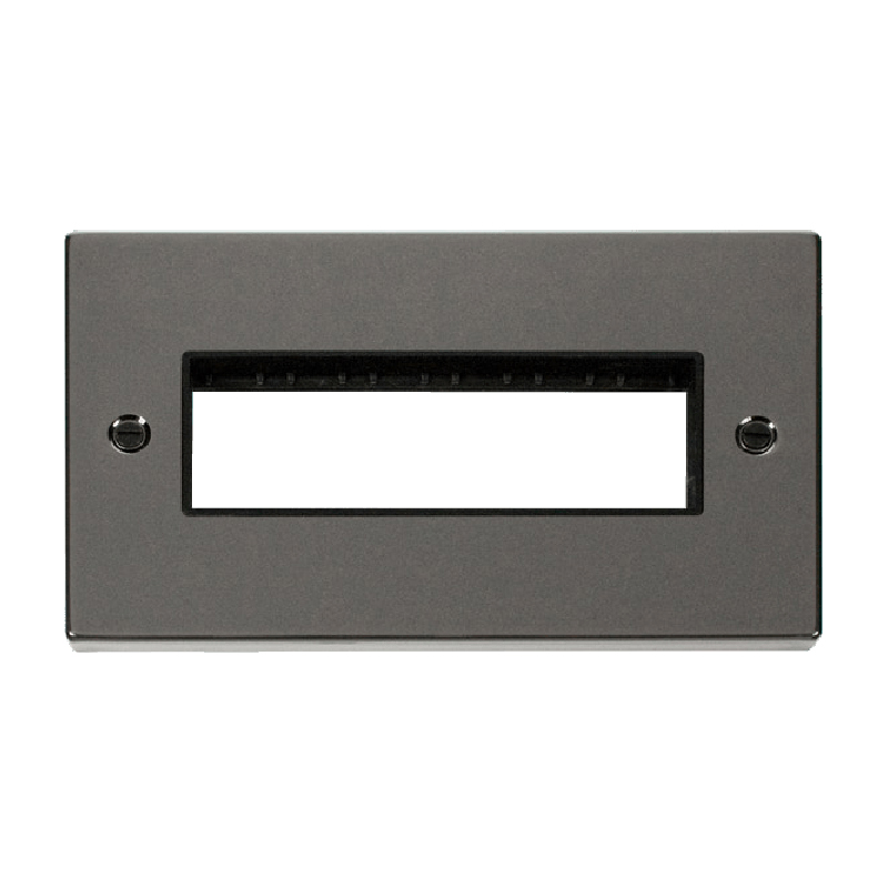 Click Deco 2 Gang Plate 6 Aperture Unfurnished Plate Black Nickel Black Inserts