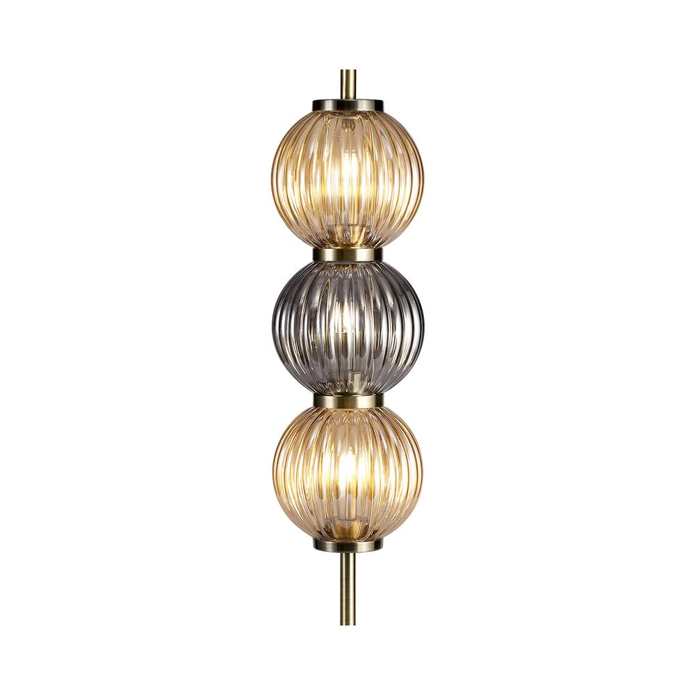 Luxuria Elysium Table Lamp 3xG9 Antique Brass/Smoked & Amber Glass