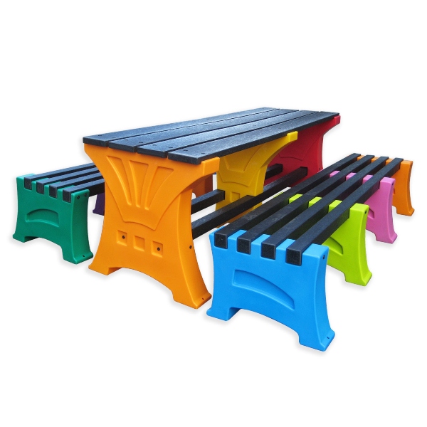 8 Person Table and Bench Set - Orange