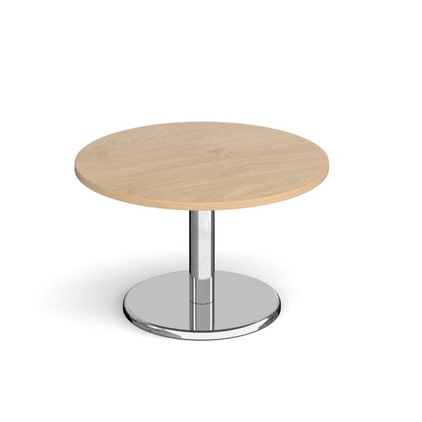 Pisa Circular Coffee Table with Chrome Base - Kendal Oak