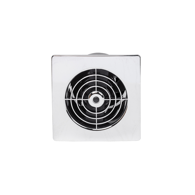 Manrose 100mm Low Profile Square Bathroom Fan Timer Chrome