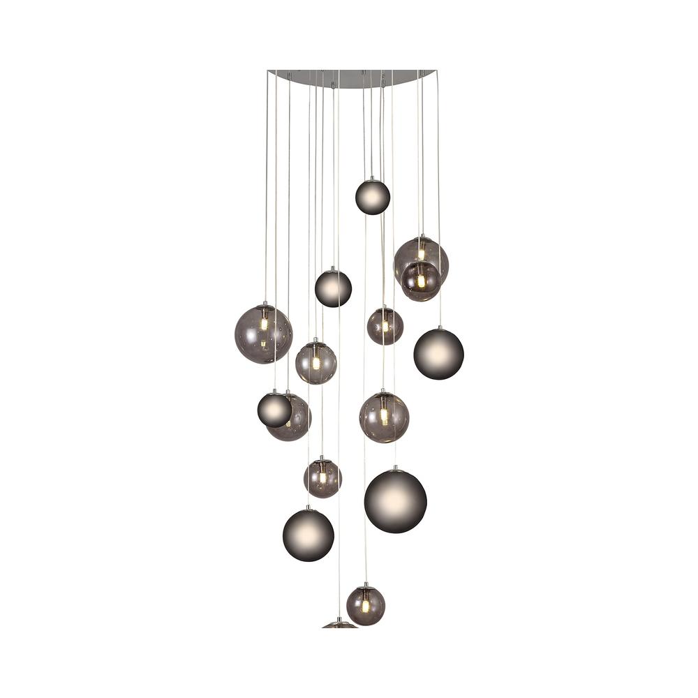 Luxuria Mateo 60cm Pendant 16xG9 Polished Chrome/Smoked Glass