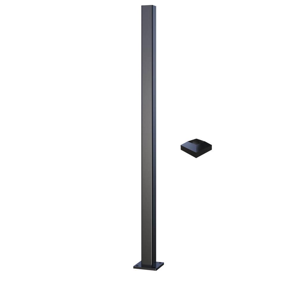 Aluminium Post 50mm + Cap - 1200mm fenceBolt-Down Flange - Black - 1250mm O/A