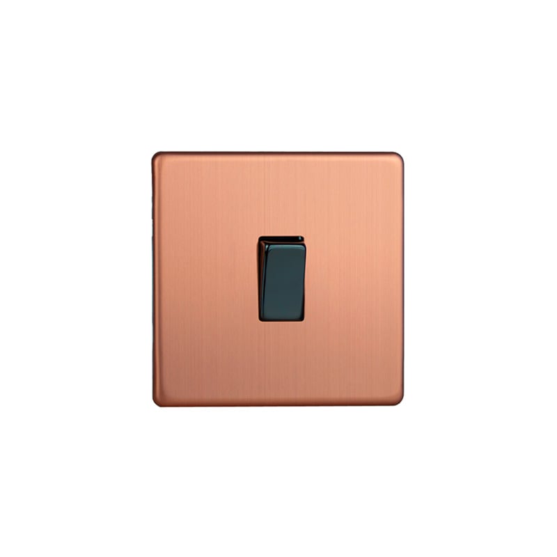 Varilight Urban 1G 10A Intermediate Rocker Switch Brushed Copper Screw Less Plate