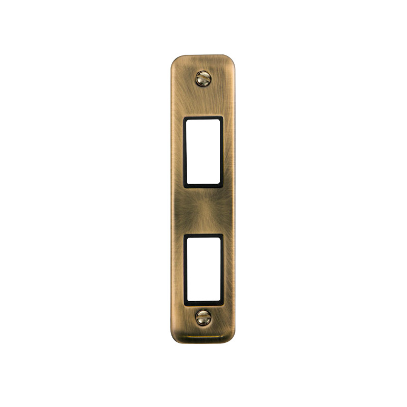 Click Deco Plus MiniGrid 2 Aperture Architrave Face Plate Antique Brass Black Inserts