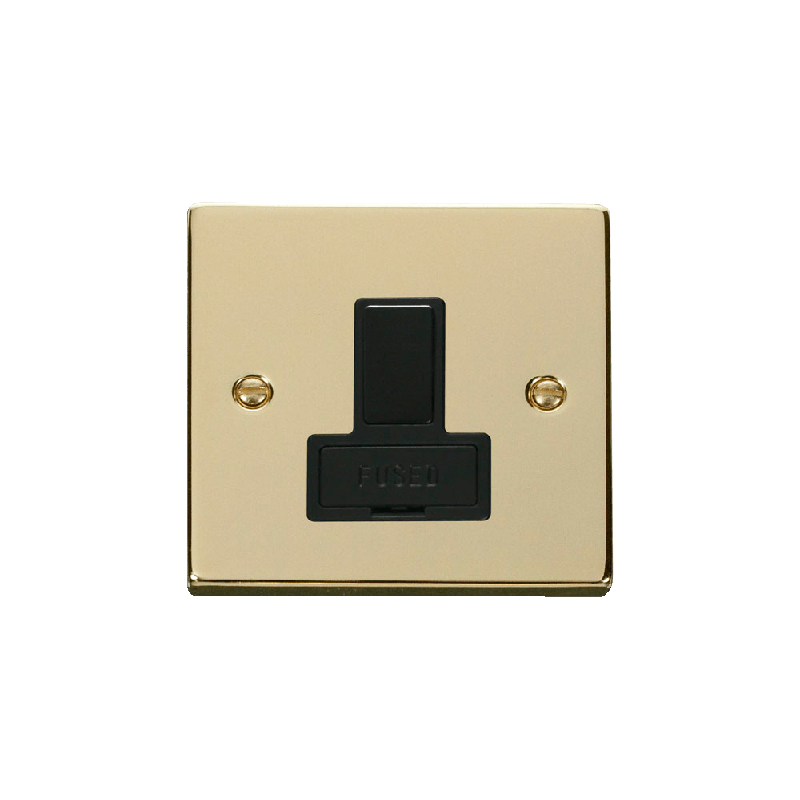 Click Deco 13A DP Switched Fused Connection Unit Polished Brass Insert Black