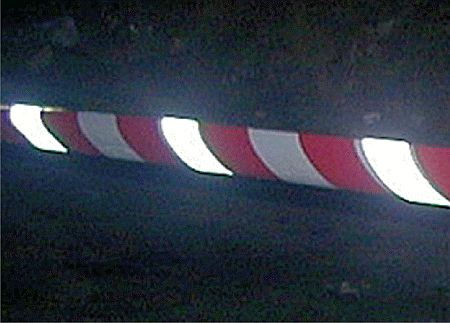 Red & white non-adhesive reflective barrier tape 75mm x 250m
