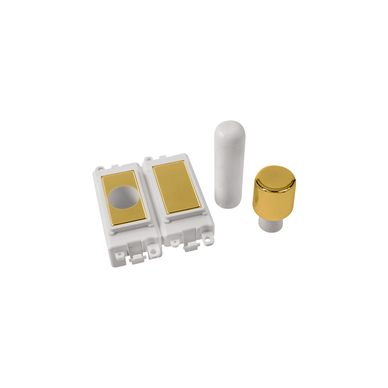 Click GridPro Polished Brass 2 Module Dimmer Mounting Kit Insert Polar White