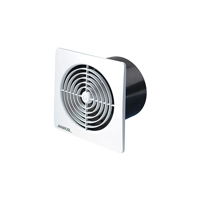 Manrose 100mm Low Profile Square Bathroom Fan Standard White