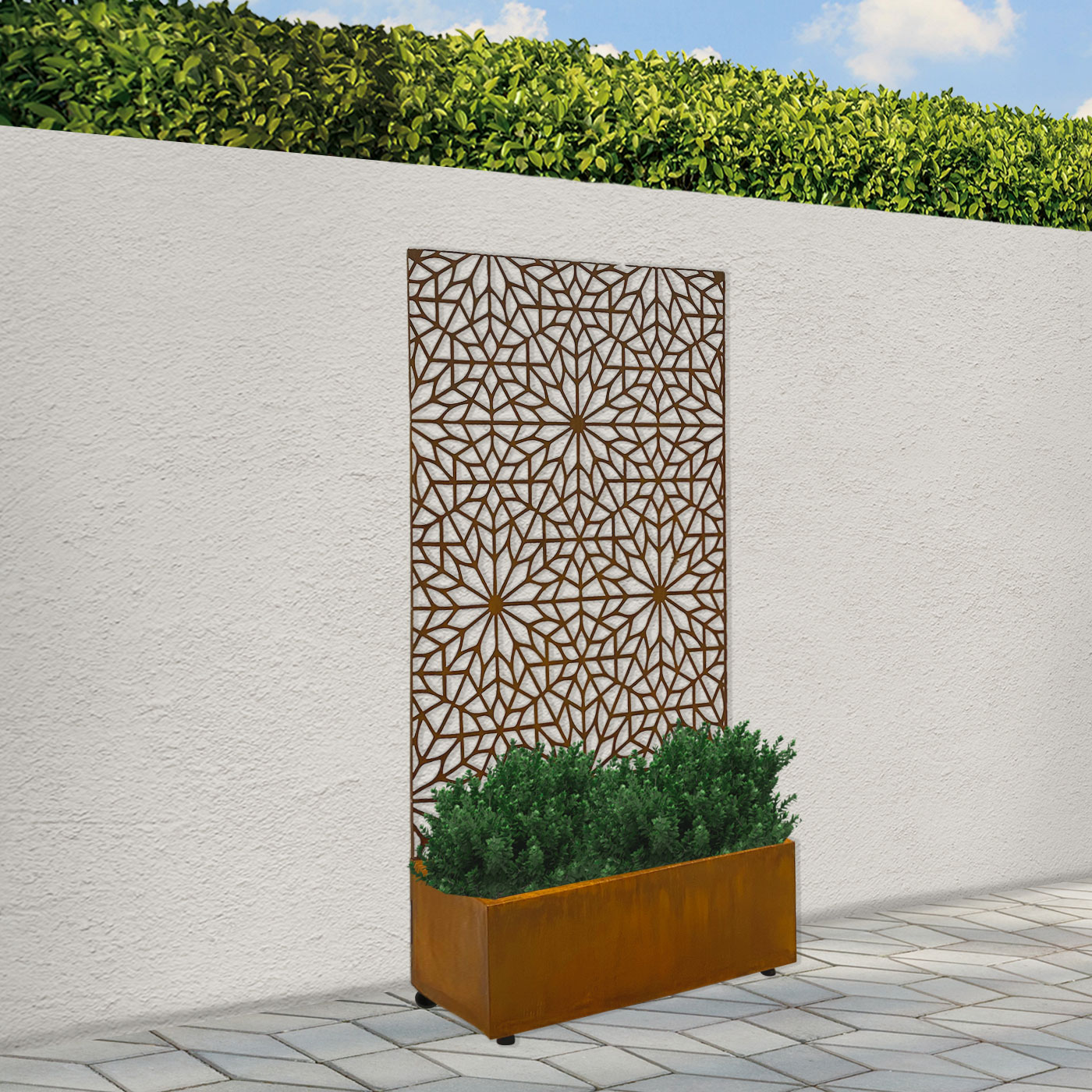 'Ria' Garden Screen with Rectangular Planter 