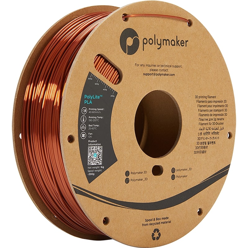 PolyMaker PolyLite PLA 1.75mm Silk Bronze 3D printer filament 1Kg
