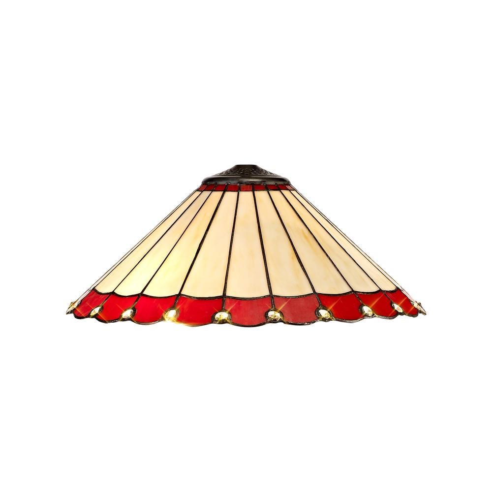 Luxuria Sleek Tiffany 40cm Shade Only Suitable For Pendant/Ceiling/Table Lamp Red/Cream/Crystal