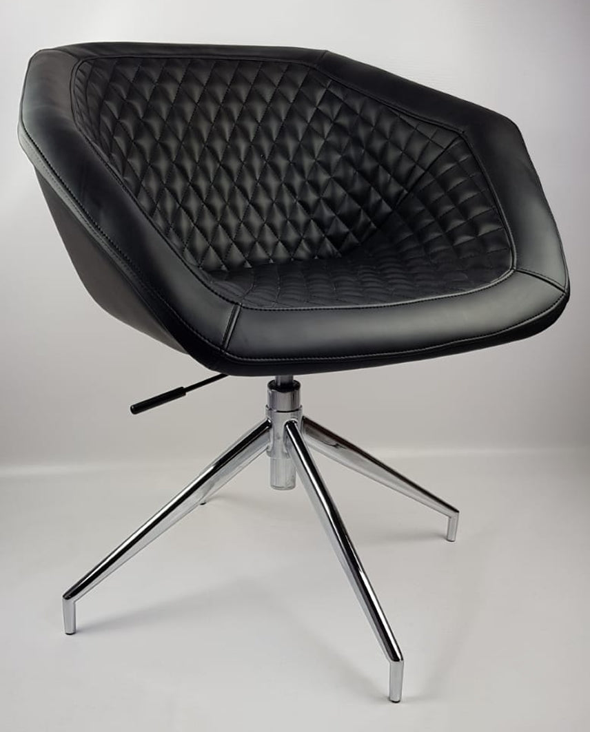 Specialising In Black Swivel Base Diamond Style Quilted Tub Reception Chair - HB-182 UK