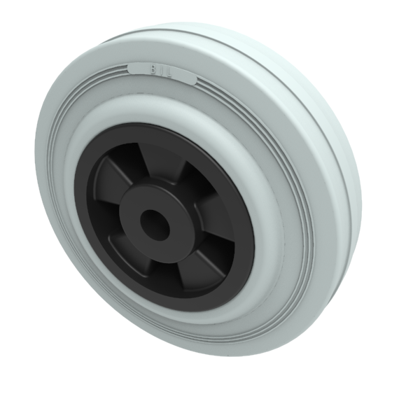 Grey Rubber Polypropylene 125mm Plain Bearing Wheel 90kg Load