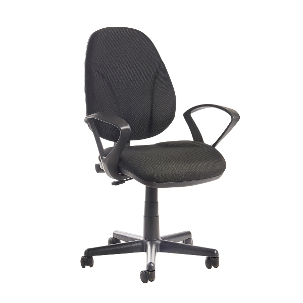 Bilboa Fabric Operators Chair with Lumbar Support and Fixed Arms - Black