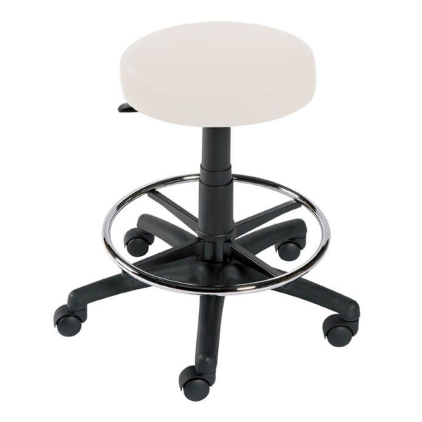 Gas Lift Examination Stool with Foot Ring - White