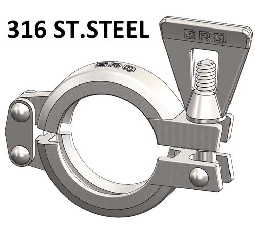 TC Clamp, Double Pin Hinged Plate, Wingnut, GRQ, 316 Stainless Steel