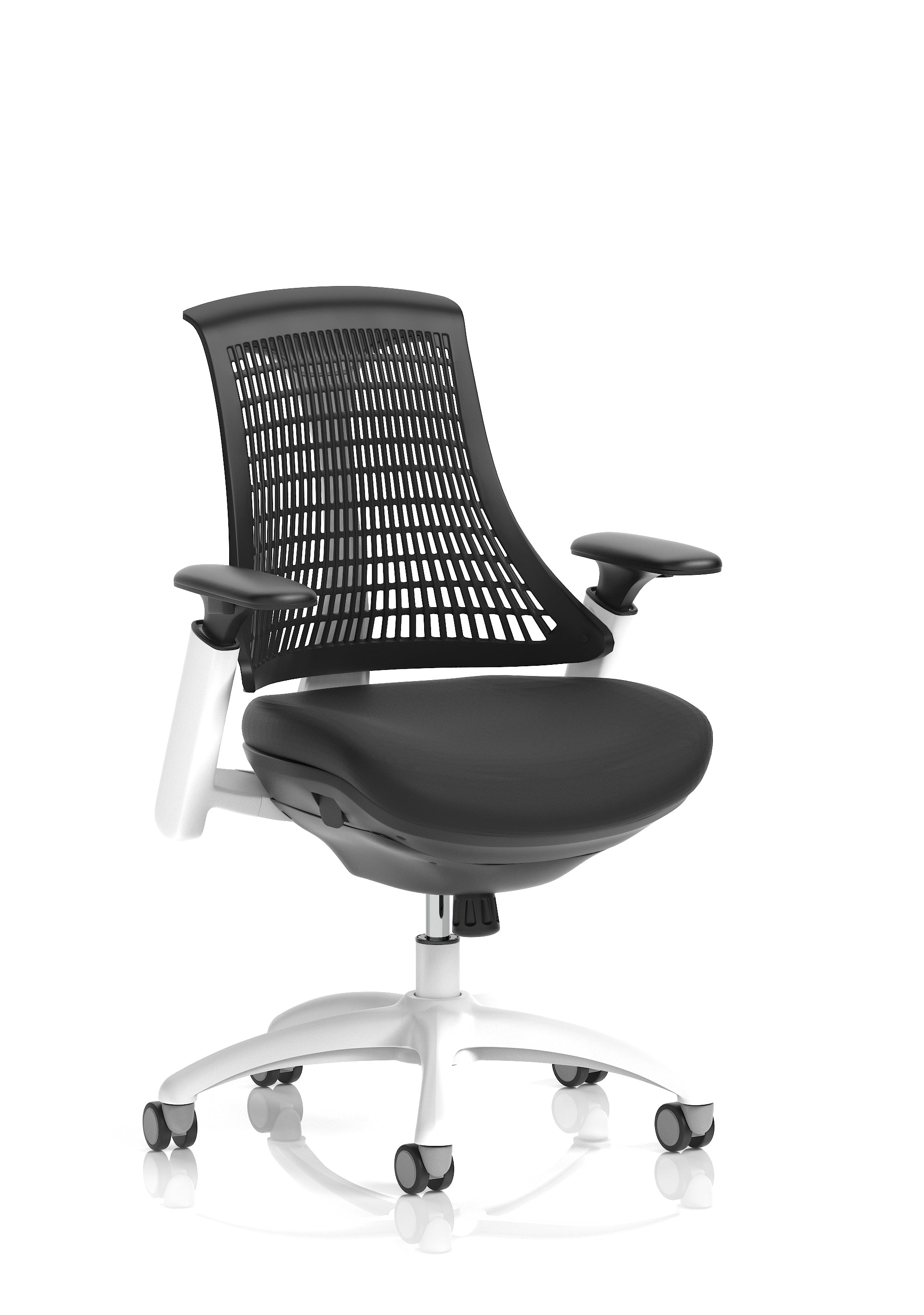 Flex Medium Back White Frame Task Operator Office Chair with Arms - Multiple Seat Colour Options UK