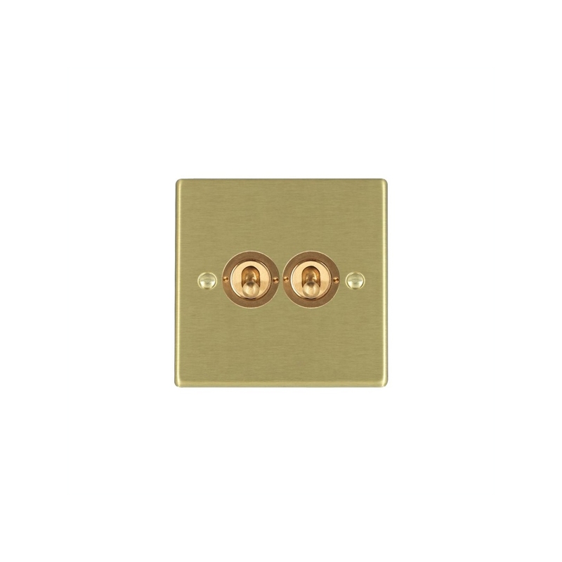 Hamilton Hartland 2 Gang 20AX Toggle Switches Satin Brass