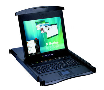 AH-N117-MUIP3224E_EU CyberView N-Series 17&#34; KVM Drawer with built in 2 x IP User Access port & UTP CAT5/6 32 Port Matrix KVM Switch Standard( Next Generation Range ) Touch Pad Mouse / Standard Depth model