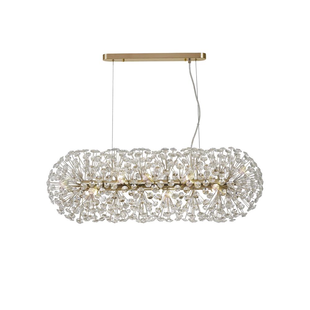 Luxuria Paramount Oblong Linear Pendant 10 Light G9 French Gold / Crystal (28 extra sets of crystal)