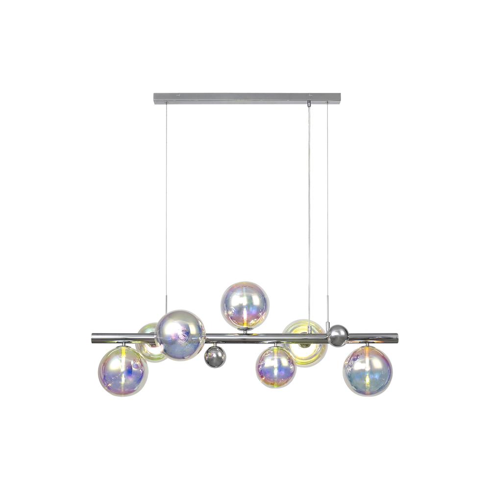 Luxuria Mateo Linear Pendant 7xG9 Polished Chrome/Iridescent/Chrome Glass