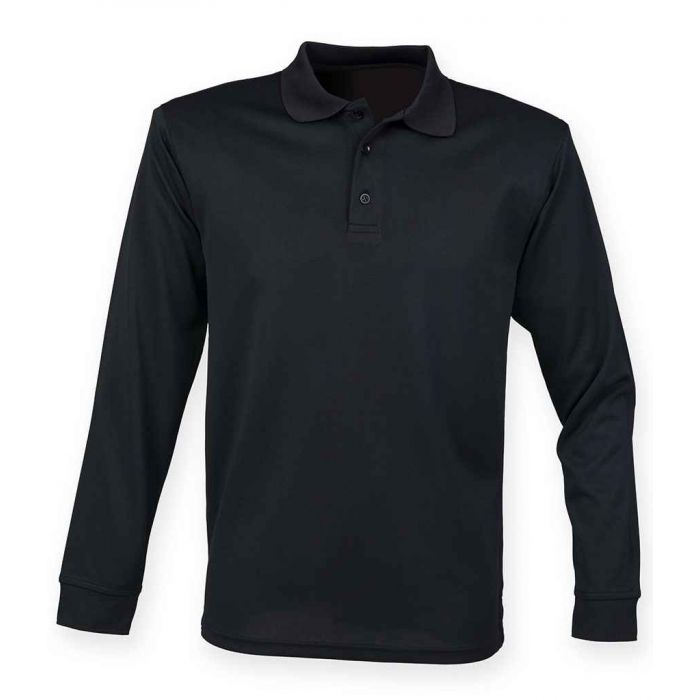 Henbury Unisex Long Sleeve Coolplus&#174; Piqu� Polo Shirt