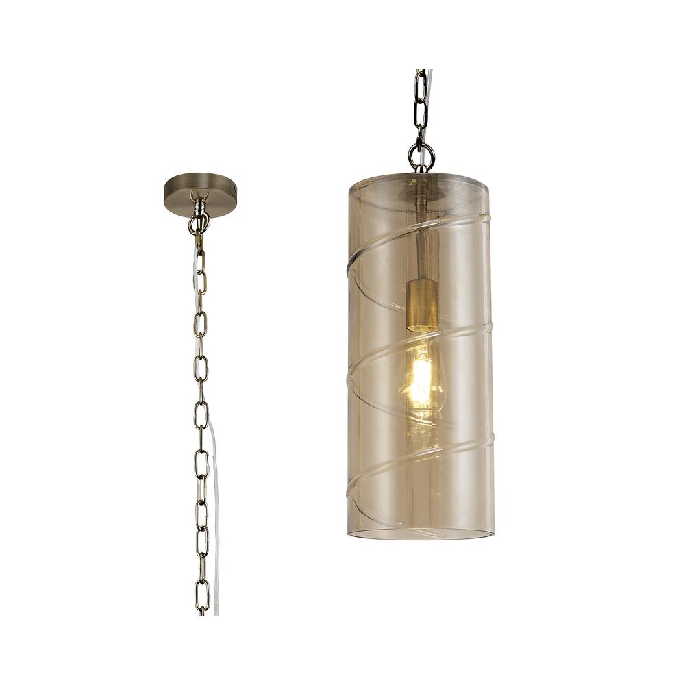 Luxuria Illumistra 18.5cm Pendant Light E27 Antique Brass/Amber