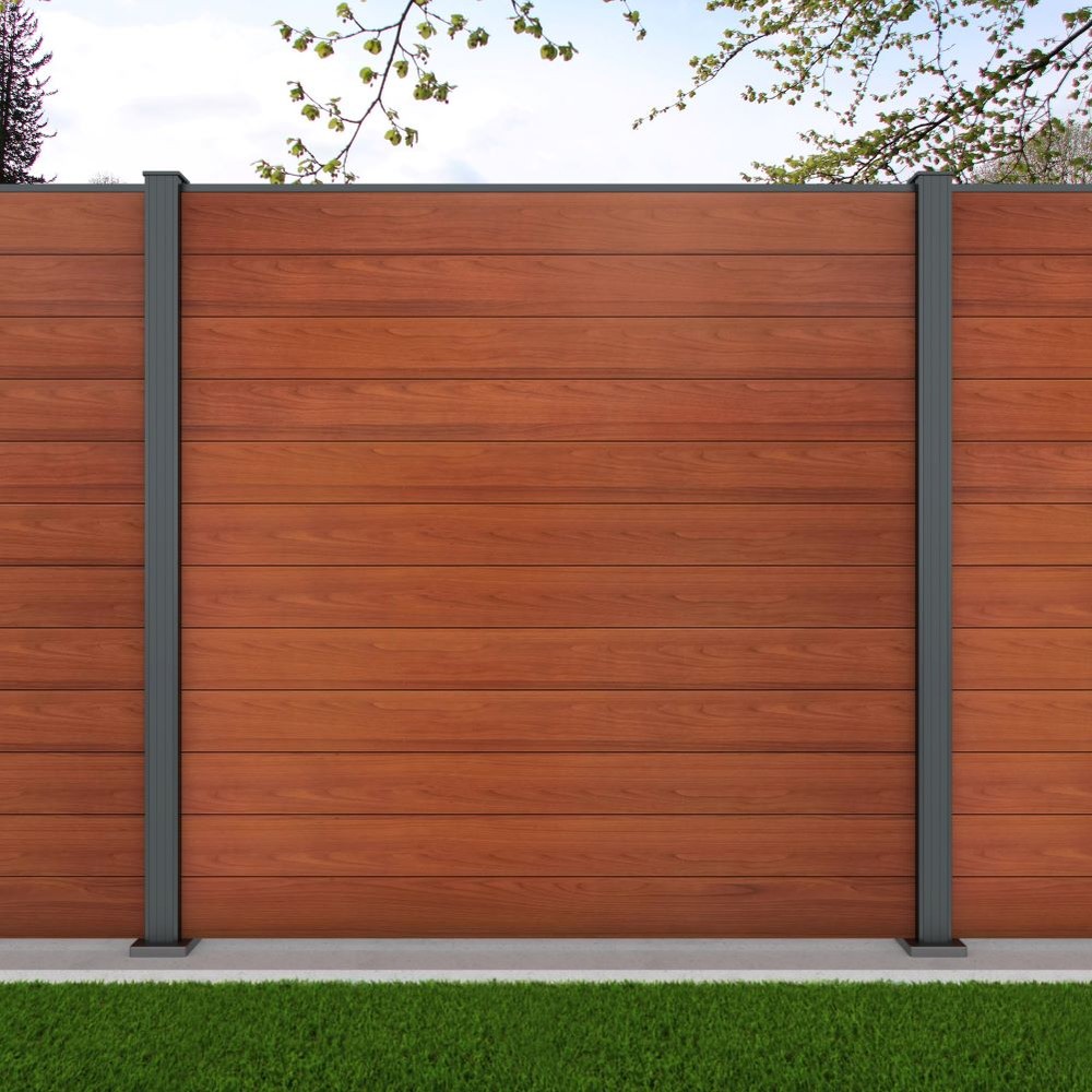 1.8m Connect Oak Wood Effect - Basalt Grey Bolt Down Posts - Metre Price