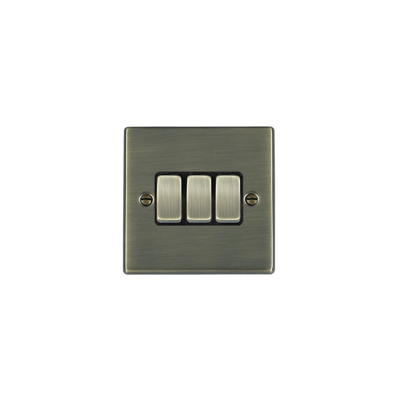 Hamilton Hartland 3 Gang 2 Way Rocker Switches Antique Brass