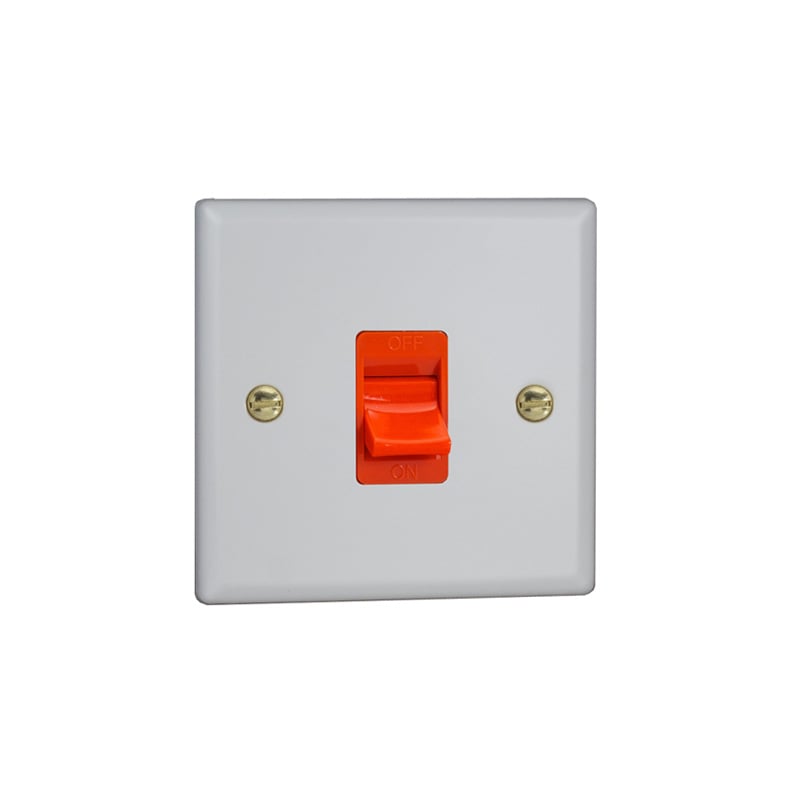 Varilight Vogue 45A Cooker Red Rocker Switch Matt White