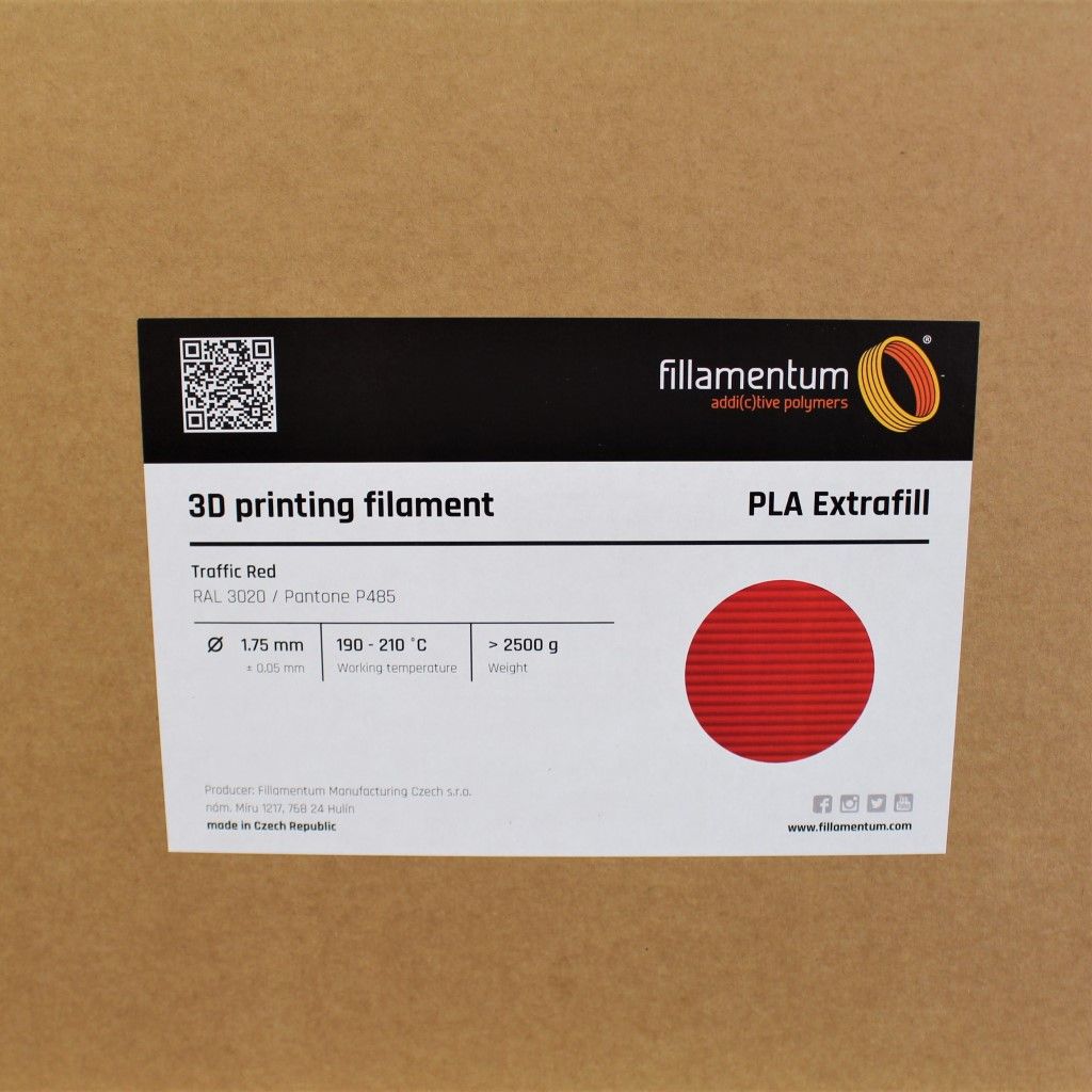 Fillamentum PLA Extrafill Traffic Red 1.75MM 2.5Kg 3D Printer Filament