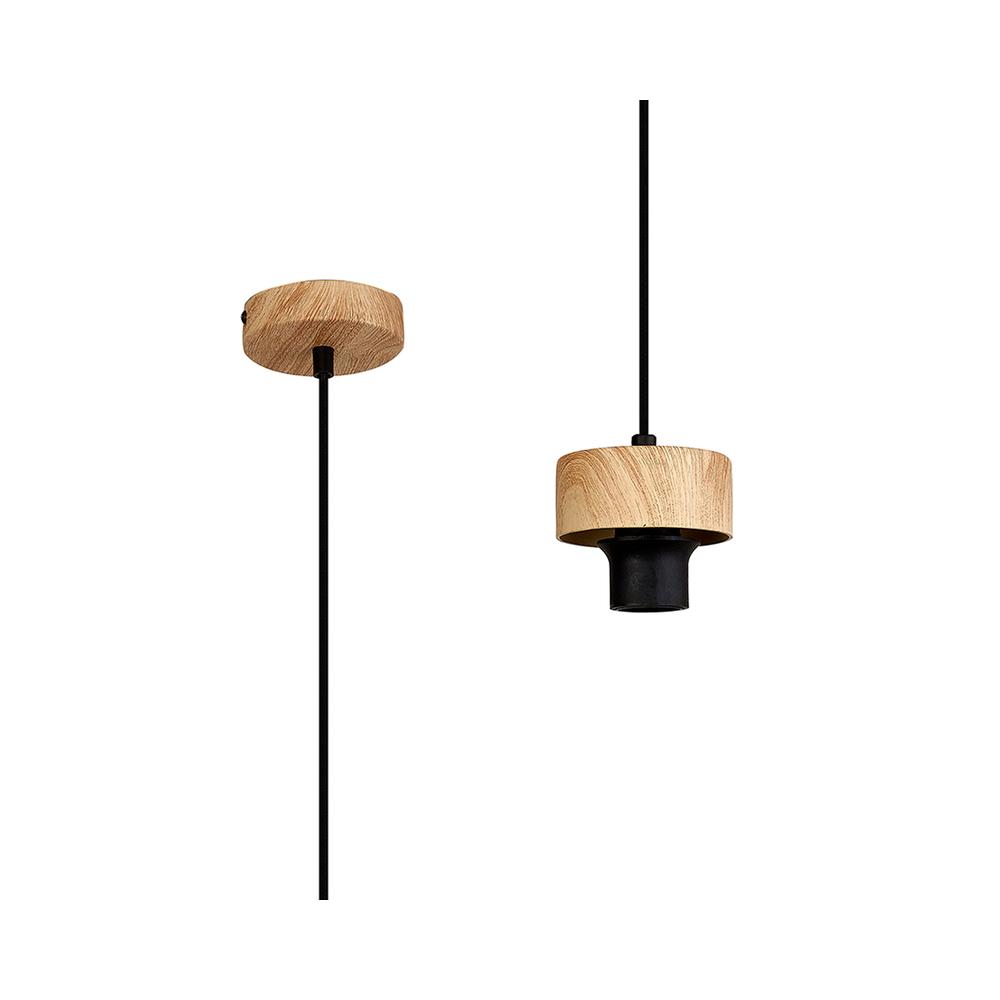 Luxuria Meash 10cm Suspension (FRAME ONLY) E27 Matt Black / Teak / Black Fabric